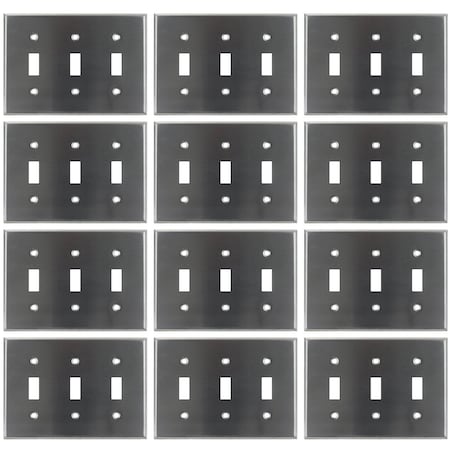 Sunlite 3-Gang Toggle Switch Plate Steel Standard 4.5-in X 6.4-in Matching Screws Included UL Listed, 12PK 40901-NS